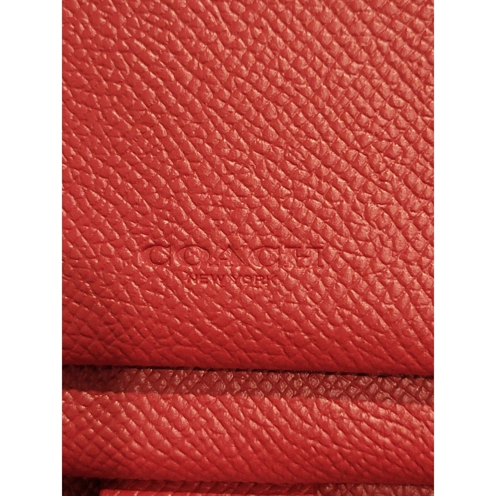 Coach Crossgrain Leather Double Zip Travel Wallet In Red New - Picture 14 of 15
